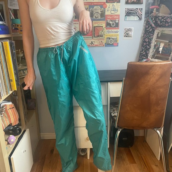 Mens Large Vintage 90s Neon blue windpants! - Picture 2 of 16